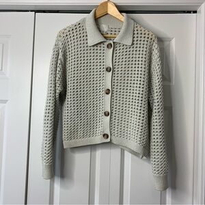 H&M Beige Button-Up Open Knit Cardigan Size US M
